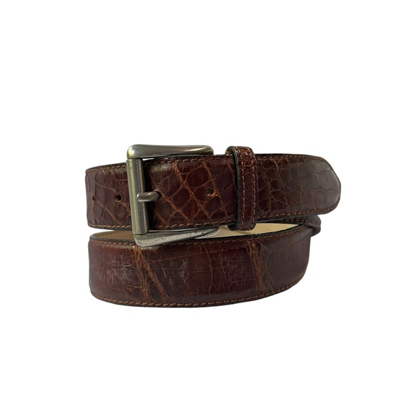 Vintage Brown Genuine Alligator Skin Belt Size 50 32 US For Men display picture 1